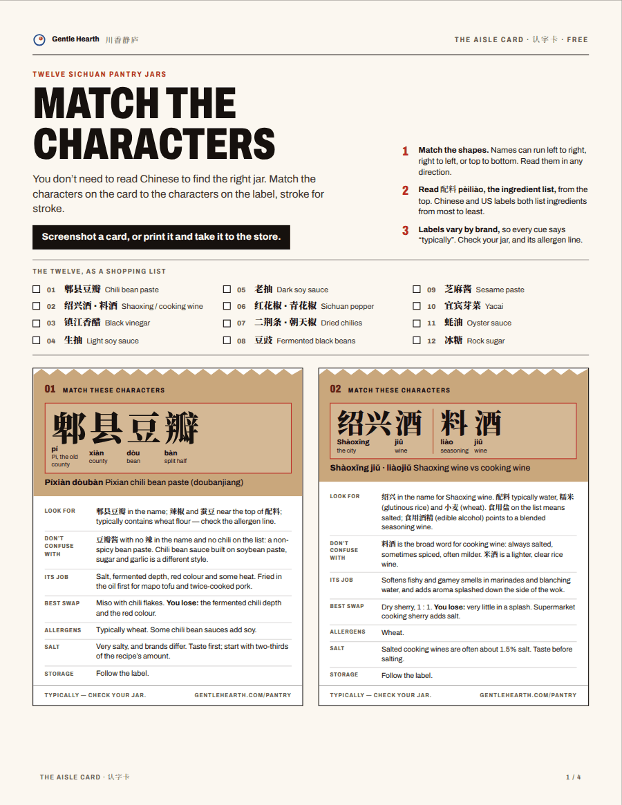The Aisle Card, first page
